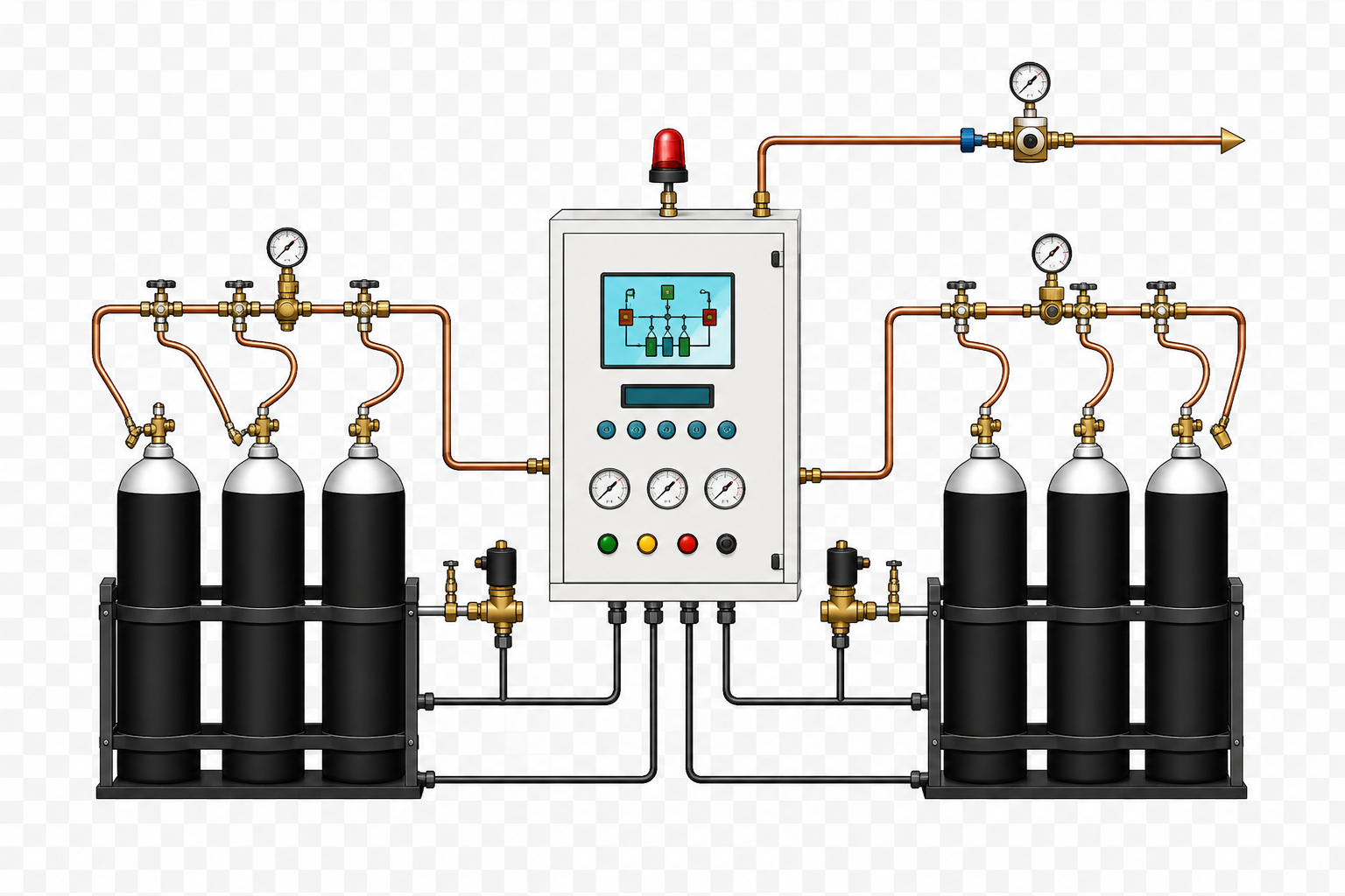 Two Source Fully Automatic Medical Gas Control Panel