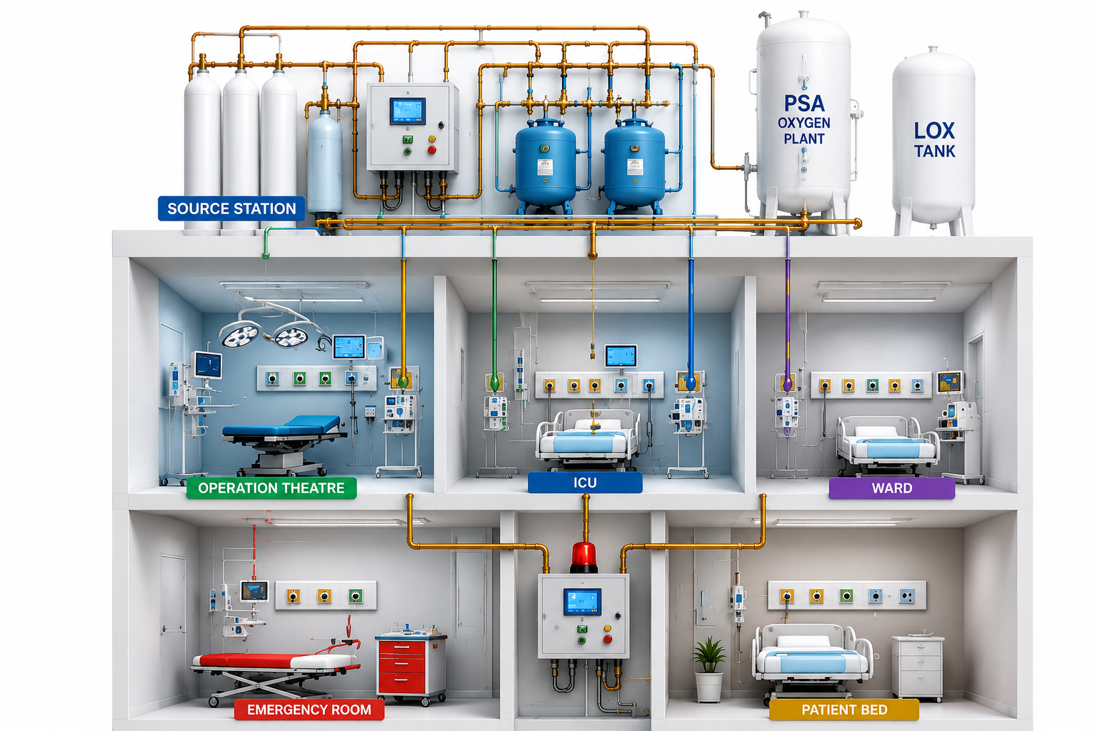 Hospital Oxygen Pipeline System and MGPS Infrastructure