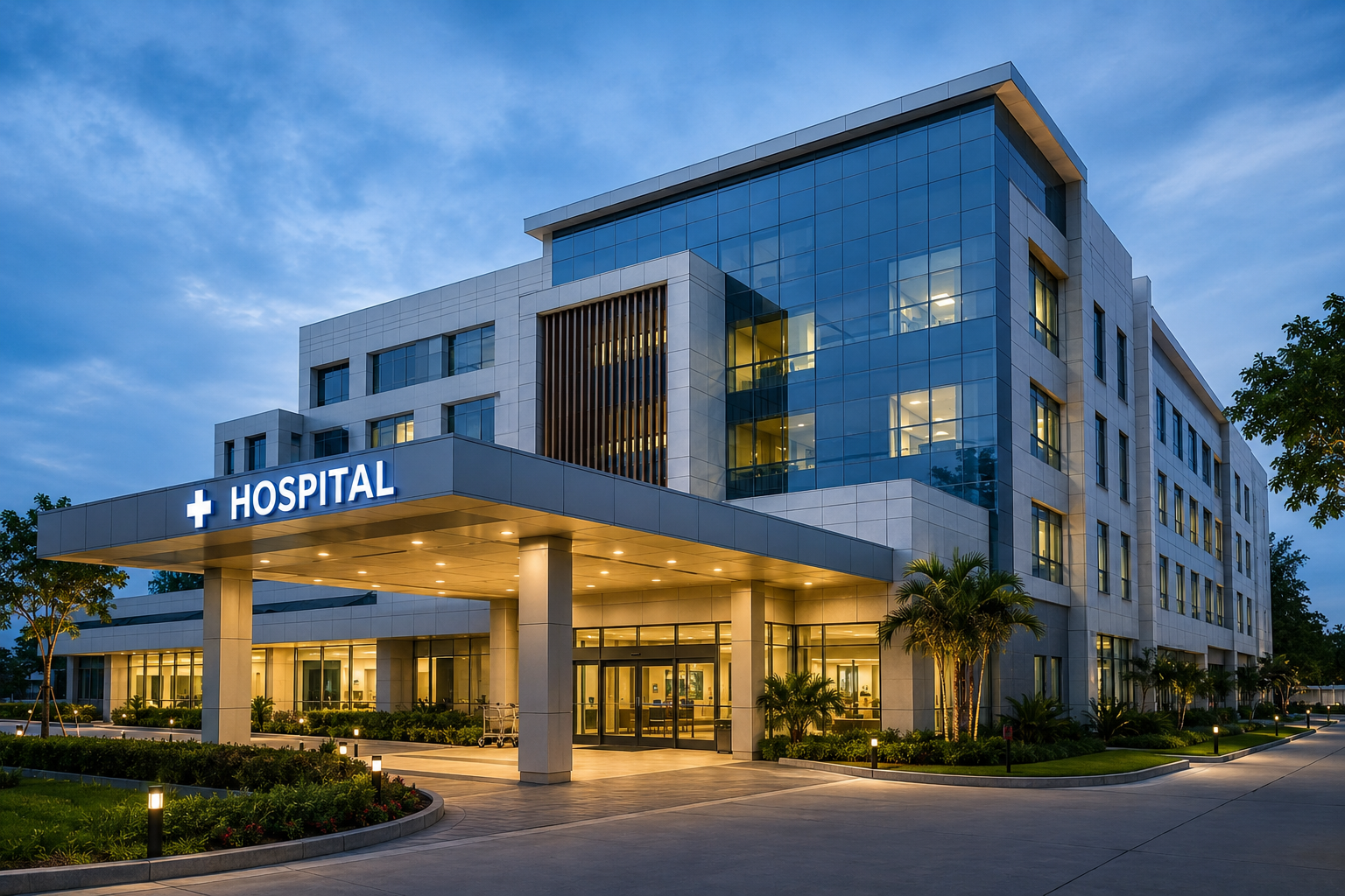 Modern hospital entrance architecture design by Laxair